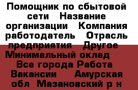 Помощник по сбытовой сети › Название организации ­ Компания-работодатель › Отрасль предприятия ­ Другое › Минимальный оклад ­ 1 - Все города Работа » Вакансии   . Амурская обл.,Мазановский р-н